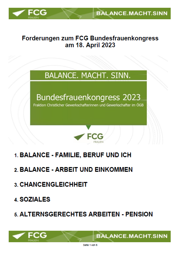 Forderungen zum FCG Bundesfrauenkongress 2023